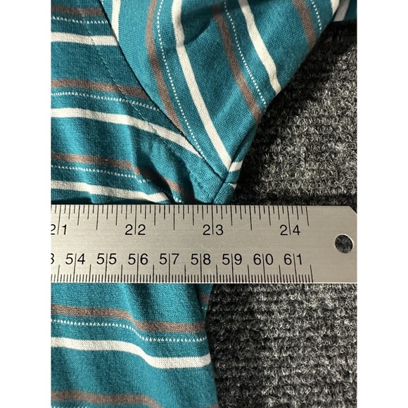 Brooks Brothers St. Andrews Links Mens Teal Gray Striped Polo Golf Shirt Large - Picture 6 of 7